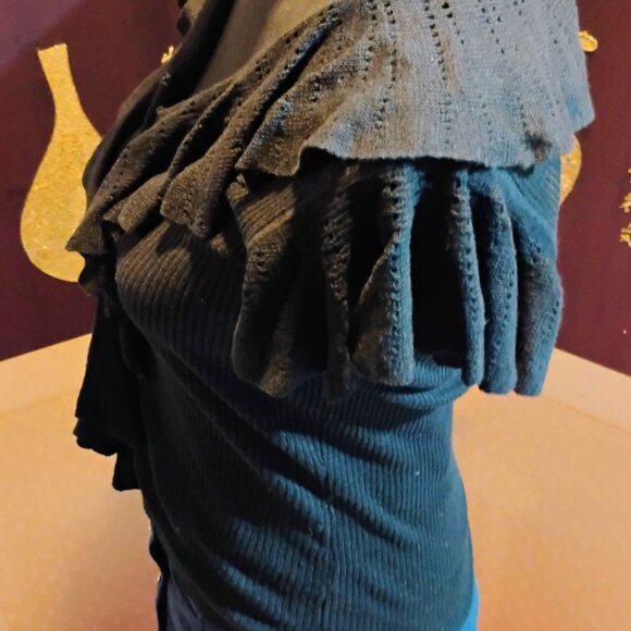 Ralph Lauren ruffled snap up sweater, short sleeve cardigan - Picture 4 of 9